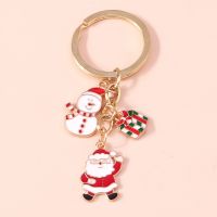 Cartoon Claus Keychains Enamel Gifts Keyrings for Men Car Handbag Pendants Chains