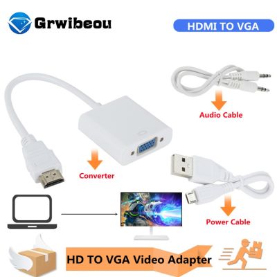 Grwibeou 1080P HDMI Ke VGA Kabel Adaptor Laki-laki Ke Perempuan Konverter VGA Jack 3.5 AUX Kabel USB Daya untuk PC Laptop Proyektor TV