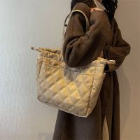 Simple Solid Color Japanese Korean Casual Bag Handbag Travel Ladies Underarm Fashion Versatile Diamond Tote Large Capacity Student Class Female 【AUG】