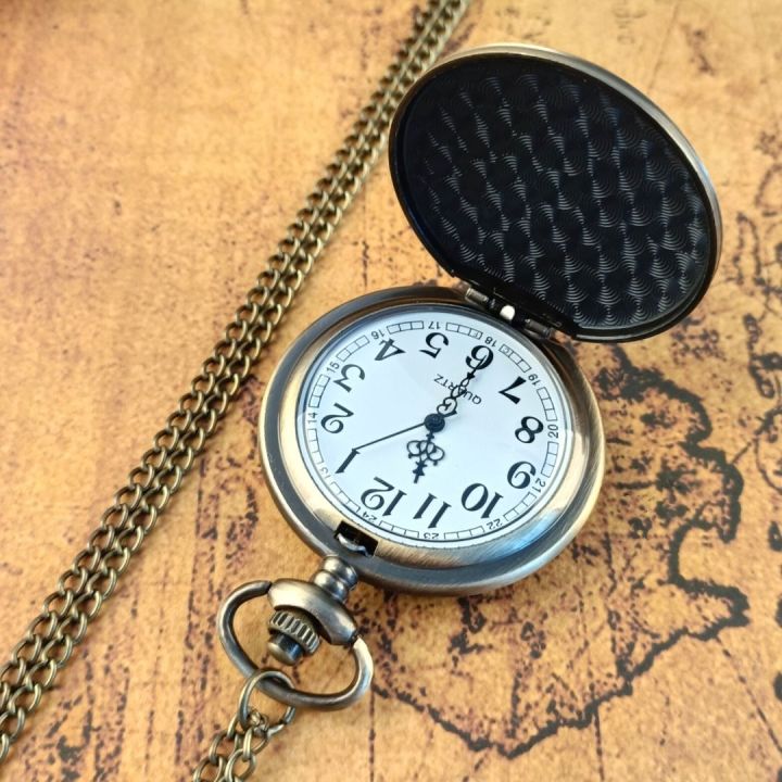 จี้ควอตซ์นาฬิกาพกดีไซน์-relief-นาฬิกาที่ไม่ซ้ำกันจี้คลาสสิกพร้อมสร้อยคอโซ่ของขวัญผู้ชายผู้หญิง