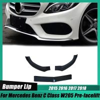 W205พลาสติก ABS สำหรับ Mercedes Benz C Class 2015-2018 Pre-Facelift ด้านหน้าสีดำเงากันชนริมฝีปากสปอยเลอร์ชุดตัวรถพลาสติก ABS