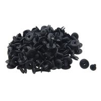 100 Pcs Car Fender Push Type Black Plastic Rivets Fastener 6mm Hole