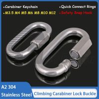 （AT）304Quick Connect แหวน M3.5M5to M12ปีนเขา Carabiner ล็อคหัวเข็มขัด SafetyHook Carabiner พวงกุญแจ