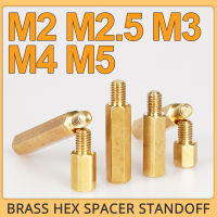 M2.5 M3 M4 M5 Hex ทองเหลือง Standoff Spacer Hexagon Stand Off ทองแดงเสาเมนบอร์ดคอลัมน์ Rack PCB Board Stud Nut Bolt สกรู