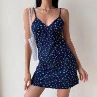 【CW】✙  Y2k Floral Camis Sleeveless V-Neck Backless Dresses Woman