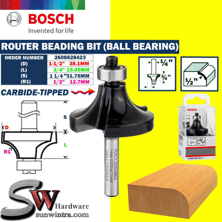 Bosch Router Bit (CarbideTipped) 1/4" Shank Beading Bit (Different
