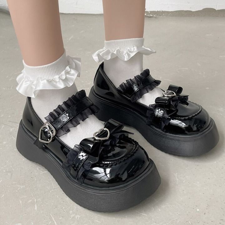 Rimocy Chunky Platform Mary Jane Shoes for Women Patent Leather Lace Ankle  Strap Pumps Woman 2022 Autumn White Lolita Shoes Y2K 