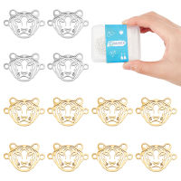 20Pcs 2 Colors Tiger Connectors Tiger Face Pendants Filigree Hollow Tiny Animal Charms Stainless Steel Tiger Dangle Charms for Earring Necklace Bracelet Jewelry Making