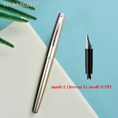 ㍿ JINHAO Metal Stainless Steel Fountain Pen Fine Nib 0.38mm Silver Excellent Writing Gift Ink Pen for Business Office Home