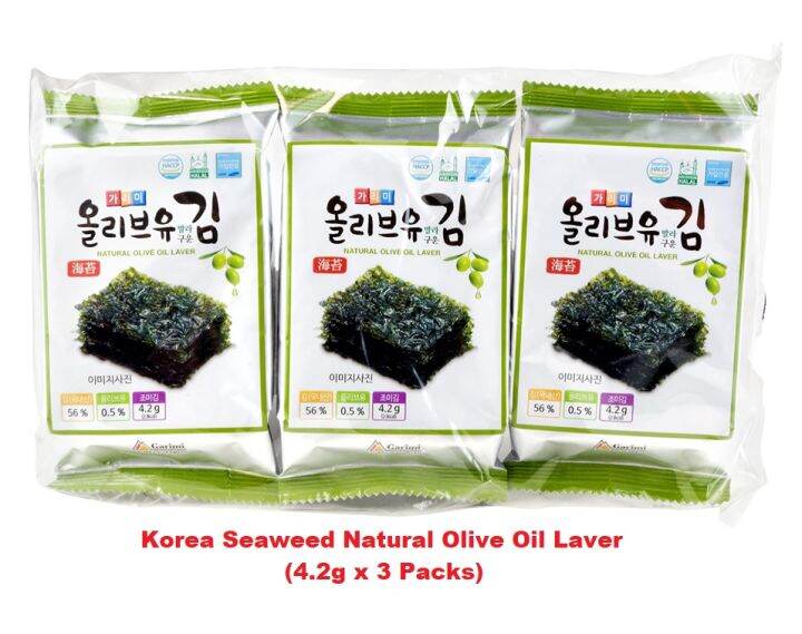 [HALAL] Korea Seaweed Natural Olive Oil Laver (4.2g x 3 Packs