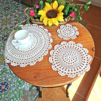 HOT Handmade ผ้าฝ้ายถักโครเชต์ตารางเสื่อ Pad ผ้าถ้วยรอบ doily กาแฟ Coaster คริสต์มาสดอกไม้ placemat งานแต่งงานห้องครัว-mu xuan trade