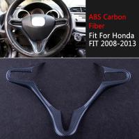 DWCX Car Carbon Fiber Style Inner Steering Wheel Cover Trim Frame Fit For Honda FIT 2008 2009 2010 2011 2012 2013