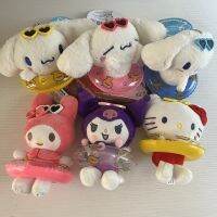 10เซนติเมตรน่ารัก H Ello K Itty Melody Cinnamoroll Kuromi กับแหวนว่ายน้ำยัดตุ๊กตารุ่นตุ๊กตาจี้ขนาดเล็กของเล่นตกแต่งสำหรับของขวัญ