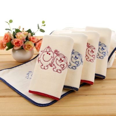 【jw】◑✗  New Cartoon Childrens Small Cotton Embroidered Absorbent Face Handkerchief Washcloth for Baby