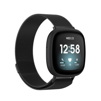สำหรับ Fitbit Versa 3แถบนาฬิกาแบบ Milanese ขนาด: S 202มม. (สีดำ) (ขายเอง)