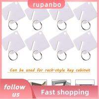 RUPANBO039392692 สีขาวขาว ป้ายคีย์แท็ก รูปทรงสี่เหลี่ยม พลาสติกทำจากพลาสติก แท็กระบุคีย์ ออฟฟิศสำหรับทำงาน ป้ายเปล่าสำหรับเขียน ตู้เก็บกุญแจ