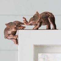 ACCOORD ช้างเรซินช้างคู่หัตถกรรมเรซิ่นปลาหมึกเพชรประดับเครื่องประดับตั้งโต๊ะทาสีการตกแต่งบ้าน