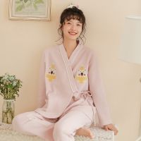 [COD] and winter new high-end kimono long-sleeved pajamas womens air layer comfortable home clothes sleeping