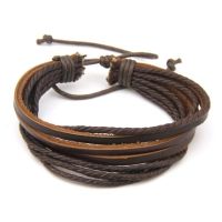 【⊕Good quality⊕】 x15d7e สร้อยข้อมือหนังผู้ชายเชือกถัก Surfer Tribal Wrap ข้อมือหลายแบบสายรัดข้อมือสร้อยข้อมือ