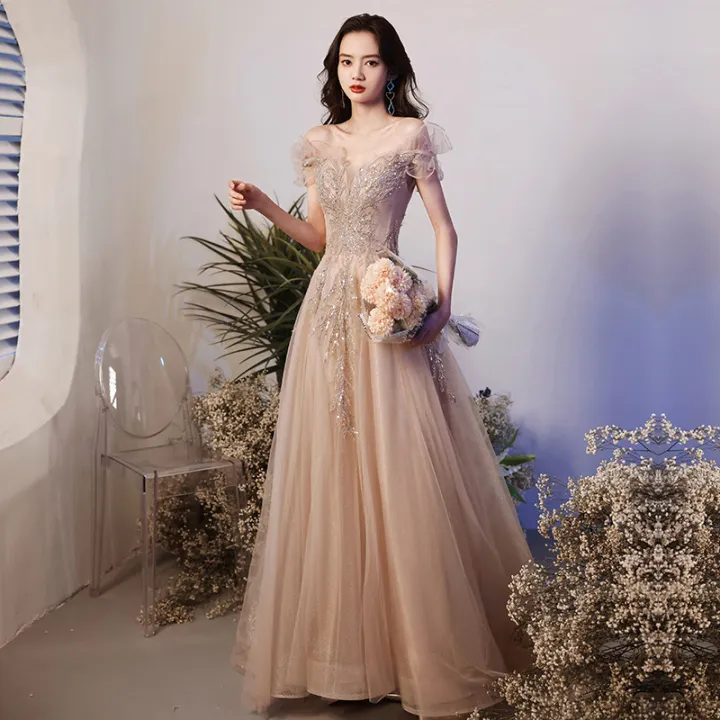 HLLC Luxury Bling Bling Sequins Glitter French Prom Evening Dress Formal  Event Gown For Women Elegant