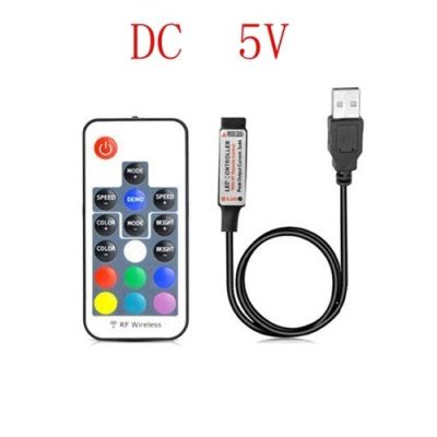 Yingke Usb Dc 5V-24V ตัวควบคุมไฟ Led 17คีย์ Rf รีโมทไร้สายตัวควบคุมการหรี่ไฟ/ตัวควบคุมไฟ Led แบบอินไลน์สำหรับไฟแถบไฟ Led Rgb 5050 3528