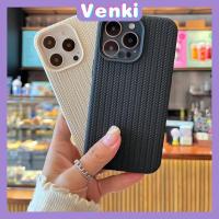 VENKI - Case For iPhone 14 Series TPU Soft Simple Case Woven Texture Solid Color Black White Case Camera Protection Shockproof Compatible For iPhone 14 13 12 11 Plus Pro Max 7 Plus X XR