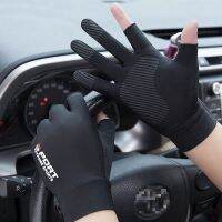 Sports Golf Ice Silk Riding Driving Gloves Two-Finger Fishing Gloves Non-Slip Fitness High-Elastic Ultraviolet Protection Gloves