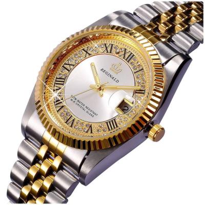 Whatsko นาฬิกาควอตซ์กรอบวงแหวนโลหะที่หมุนได้สีขาวดูหรูหราสแตนเลสชายของผู้หญิงนาฬิกาสำหรับทุกเพศ