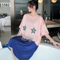 --SY23726⊕ 23 new summer jamas womens ghtdress th sectn short-sed loose home clot pl size student sweet cartoon cute