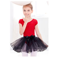 Free Shipping Cotton Gymnast Leotard with Tulle Short Skirt Ballet Princess Dress for Girl Children Costumes Practice Wear C0045