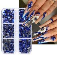 6 Gird Royal Blue Acrylic Crystal Nail Rhinestones Flatback Glass Diamond For Manicure Ornament Accessories Gemstone Decoration