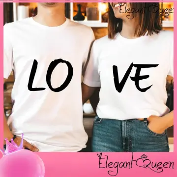 Matching Couple Love - LO VE - Valentine T-Shirt Couples Matching Shirts  Letter Print Love Couple T-Shirt Short Sleeve Blouse(G#Red,X-Large)