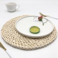 【CC】♘۩  1Pcs Round Rattan Placemats Pot Holder Color Insulation Cup Coasters Accessories