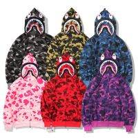 2023 NEWAutumn 2023 Pop Bape ตลกซิปสำหรับหมวกด้านบนฉลามเสื้อ3D พิมพ์ลำลองลูกเรือคอฮู้ด