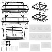 ชั้นวางฝักบัวอาบน้ำติดผนังโลหะแข็งแรงชั้นวางอุปกรณ์อาบน้ำเซ็ต5ชิ้นอุปกรณ์จัดระเบียบฝักบัวอาบน้ำกาวไม่ต้องเจาะ