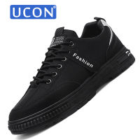 UCON รองเท้าผ้าใบผูกเชือกสำหรับผู้ชายแบบใหม่รองเท้าผู้ชายรองเท้าลำลองเบาและสบายระบายอากาศได้ดีรองเท้าลำลองแฟชั่นข้อต่ำสำหรับผู้ชาย39-44