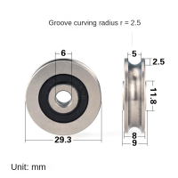 6*29.3*8มม. ลูกรอกเหล็กสแตนเลสสลิงเชือกกันน้ำกันสนิมไม่ SUS304แบริ่งล้อร่อง U Groove ประเภท