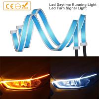 [ANYA Auto Parts] 2ชิ้น LED DRL ไฟทำงานกลางวันอุปกรณ์เสริมในรถยนต์แบบไดนามิกสีเหลืองเลี้ยวโคมไฟแถบกันน้ำที่มีความยืดหยุ่นไฟหน้าอัตโนมัติ