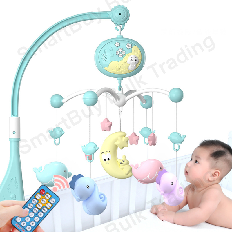 Mobile Baby Crib Rotating Music Rattles Projector Carousel for Baby Cot