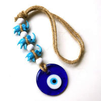 [Foocome] สีฟ้าตุรกี Evil Eye Eye จี้แก้วแขวนผนังลูกปัด Evil Eye Wall Decor Handmade ตกแต่งช้าง Charm Room รถ