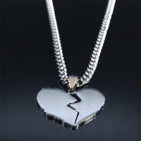 2021 Punk Broken Heart Stainless Steel Necklace Pendant for Women Silver Color Chain Necklaces Jewelry collier homme N4508S06