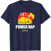 เสื้อยืดผ้าฝ้ายพรีเมี่ยม เสื้อยืด พิมพ์ลายโปเกม่อน Pikachu Power Nap