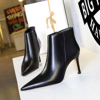 7286-1 Style Fashion Simple Sexy Nightclub Winter Side Zipper High Heel Tip Slim Fit and Bare Boots