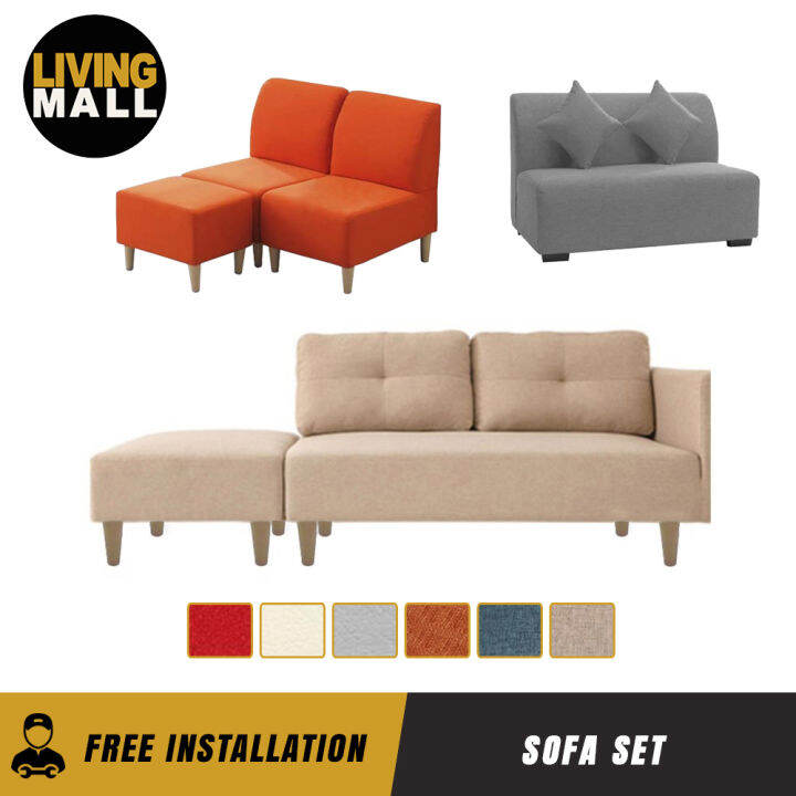 Living Mall Elson Series Fabric and Faux Leather Small Sofa Set with