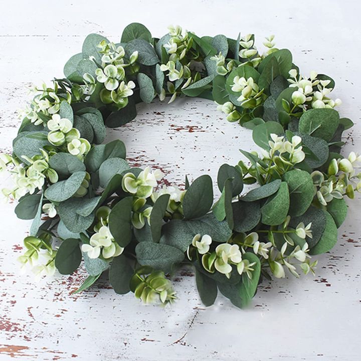 hanging-ornament-home-plastic-party-door-garland-eucalyptus-wreath