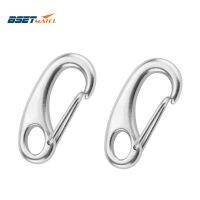 （AT）2PCS เรือ Marine สแตนเลสสตีลรูปร่าง SpringHook คลิป Quick Link Carabiner Buckle Eye Shacklelaw กลางแจ้ง