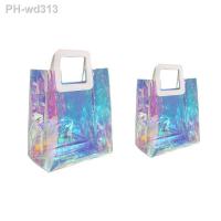 Clear Tote Bag Holographic Rainbow Shopping Bag Multi-Use Big Capacity Shoulder Handbag for Work Gym Sports Travel Beach