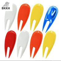 BKKH 10pcs ตำแหน่งลูกตำแหน่ง ส้อมสีเขียววางกอล์ฟ GOLF Pitchfork เครื่องหมายลูกกลม เครื่องหมายกอล์ฟ อุปกรณ์กีฬากอล์ฟ สีสันสดใส เครื่องทำความสะอาดร่องฟันกลางแจ้ง สำหรับสนามกอล์ฟ