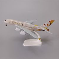 แอร์ติฮัดแอร์บัส380 A380สายการบิน Moo Di Aeroplano Diecast แบบจำลองเครื่องบินโลหะอัลลอยเครื่องบินมีล้อชุดเกียร์ลงจอด20ซม.