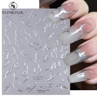 【LZ】 Metallic Silver Flame Nail Stickers 3D Black White Tribal Flam Fire Totem Manicure Sliders Gel Polish DIY Nail Decoration SLSW-T